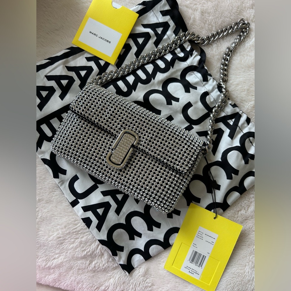 NWT MARC JACOBS The Rhinestone J Marc Crystal Embellished Shoulder Bag - Picture 3 of 17